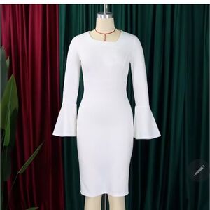 Elegant White Flare Sleeve Dress